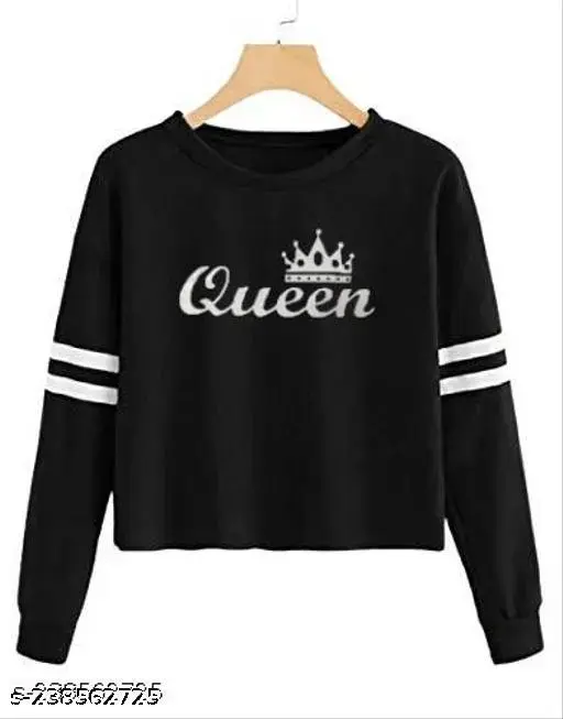 ELEVAJET Women's Queen Print Full Sleeve Cotton T-Shirt