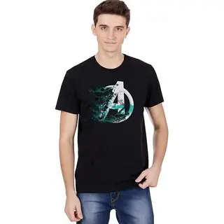 Ruggstar Avenger Black Round Neck T-shirt For Men