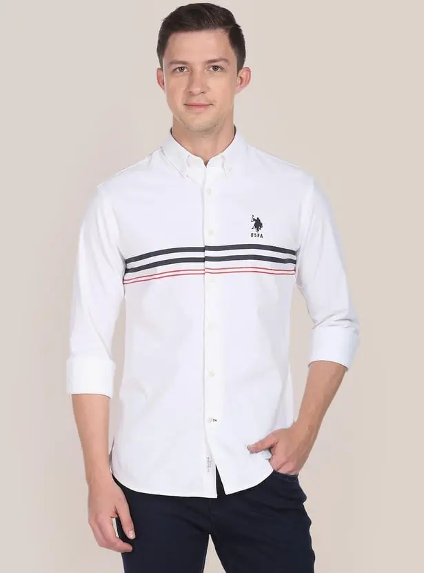 U.S. POLO ASSN. Men Full Sleeves Striped Shirt