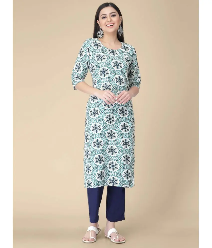 Navy Blue Crepe Women's Straight Kurti ( Pack of 1 )