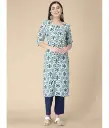 Navy Blue Crepe Women's Straight Kurti ( Pack of 1 )