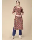 Red Crepe Women's Straight Kurti ( Pack of 1 )