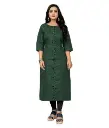 Hetsa - Green Cotton Blend Women's Straight Kurti ( Pack of 1 )