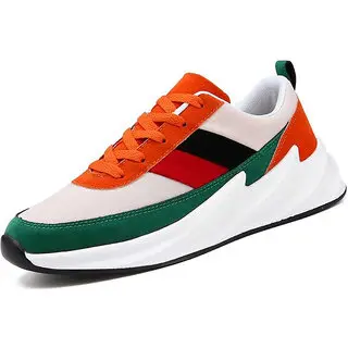 White ColourBlocked Sports Shoes For Men