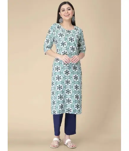 Navy Blue Crepe Women's Straight Kurti ( Pack of 1 )