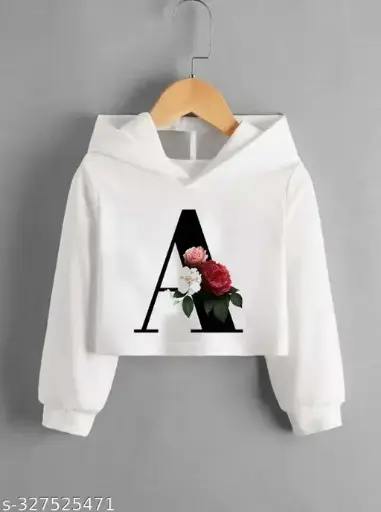 Women's Printed Full Sleeve Hooded Crop Top