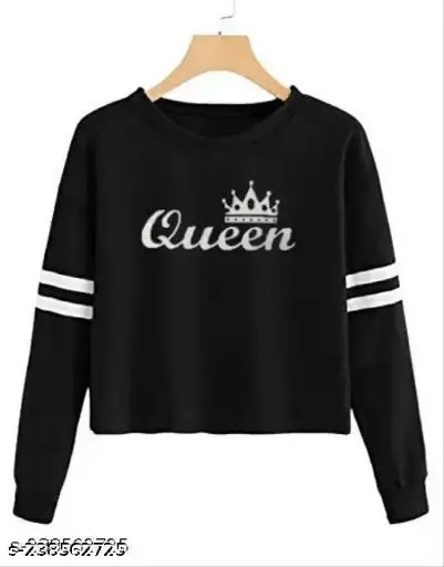 ELEVAJET Women's Queen Print Full Sleeve Cotton T-Shirt